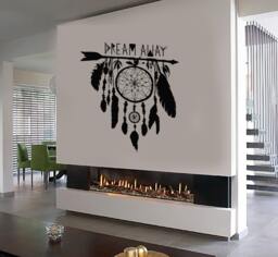 Wall Vinyl Decal Bedroom Decor Dreamcatcher Dream Snare Quote Away Modern Ethnic Home - #1075Di - thumbnail 1