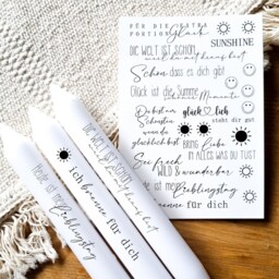 Candle Tattoos Various Motifs - Water Slide Film Decorate Candles Sayings Be Happy Abc - thumbnail 2