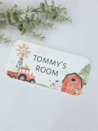 Personalised Farm Animals Acrylic Bedroom Door Sign