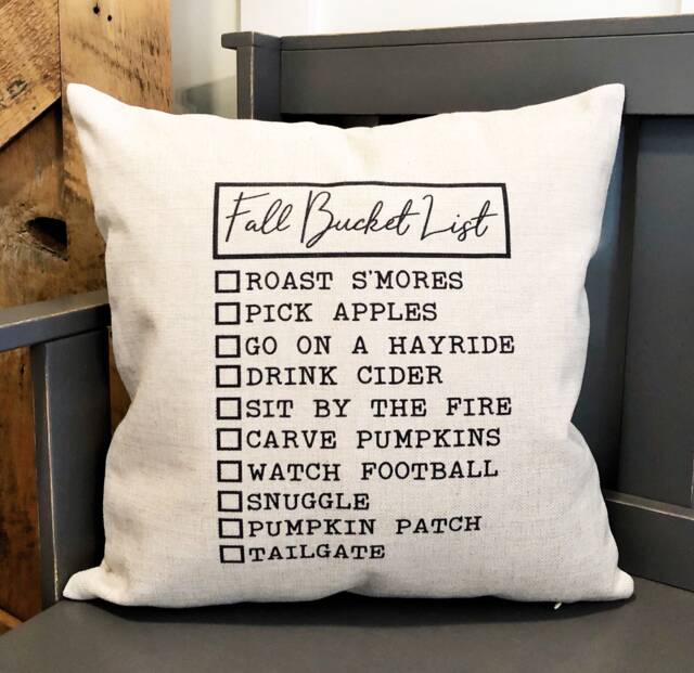 Fall Bucket List Linen Pillow Cover - Farmhouse Autumn Decor - image 1
