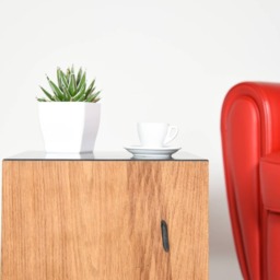 Square Coffee Table in Oak & Black Corian - thumbnail 4