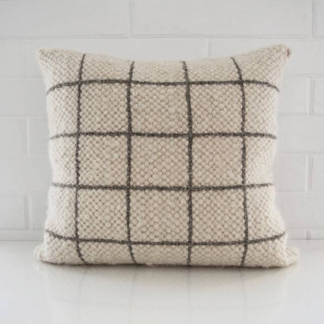Organic Wool Gray Pillow Covers For Farmhouse Decor - Square Home Accents, Sofa Cushion, Decorative Pillow, Gift - image 1