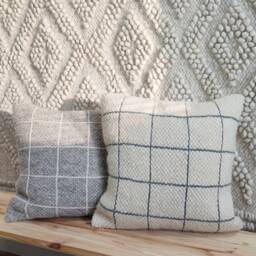 Organic Wool Gray Pillow Covers For Farmhouse Decor - Square Home Accents, Sofa Cushion, Decorative Pillow, Gift - thumbnail 3