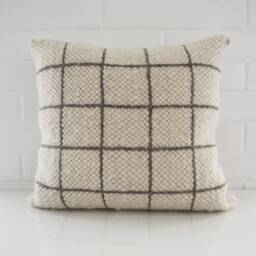 Organic Wool Gray Pillow Covers For Farmhouse Decor - Square Home Accents, Sofa Cushion, Decorative Pillow, Gift - thumbnail 1
