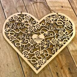 Personalised Wooden Family Heart Papercut Style Grandparent Gift - thumbnail 2