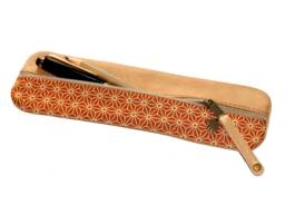 Orange Japanese Pencil Case Leather & Fabric Case Leather Fabric Orange Japan