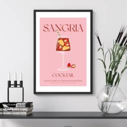 Sangria Cocktail Art Print Poster - Party Signature Drink Sign Trendy Wall Decor Minimalist Elegant Retro Gift A5 A4 A3 - thumbnail 3