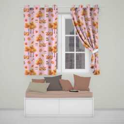 Sleeping Fox Autumn Leaves Mushrooms Forest Seamless Pattern Dusty Pink Readymade Eyelet Ring Top Thermal 100% Blackout Curtains - thumbnail 1