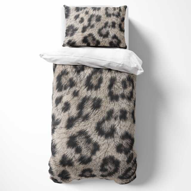 Snow Leopard Print Single Duvet Cover Bedroom Bedding Faux Fur Effect Animal Pattern Aesthetic Decor Statement Style Room Makeover Accessory - image 1