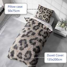 Snow Leopard Print Single Duvet Cover Bedroom Bedding Faux Fur Effect Animal Pattern Aesthetic Decor Statement Style Room Makeover Accessory - thumbnail 3