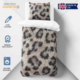 Snow Leopard Print Single Duvet Cover Bedroom Bedding Faux Fur Effect Animal Pattern Aesthetic Decor Statement Style Room Makeover Accessory - thumbnail 2