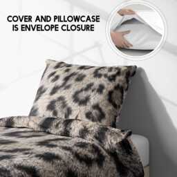 Snow Leopard Print Single Duvet Cover Bedroom Bedding Faux Fur Effect Animal Pattern Aesthetic Decor Statement Style Room Makeover Accessory - thumbnail 4