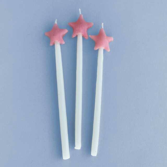 Pink Star Shaped Birthday Candle Set - x3