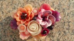 Heart-Shaped Flower Romantically Styled, Wild Flower Candles in Soft Cream Tones