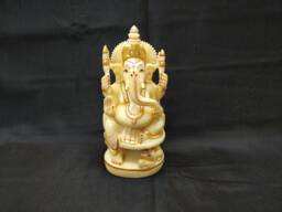 Ganesha Statue, Hand Painted Cultured Marble Lord Ganesh Idol, Elephant Headed Hindu God Of Good Luck & New Beginning, Spiritual Gift, Altar - thumbnail 1