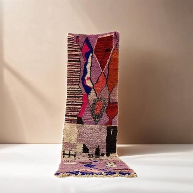 Handmade Wool Runner Rug Colorful Moroccan Design - image 1