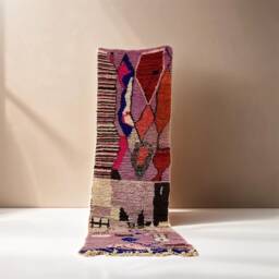 Handmade Wool Runner Rug Colorful Moroccan Design - thumbnail 1