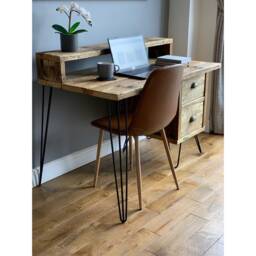 Industrial Reclaimed Solid Wood Desk With Side Drawers - thumbnail 3