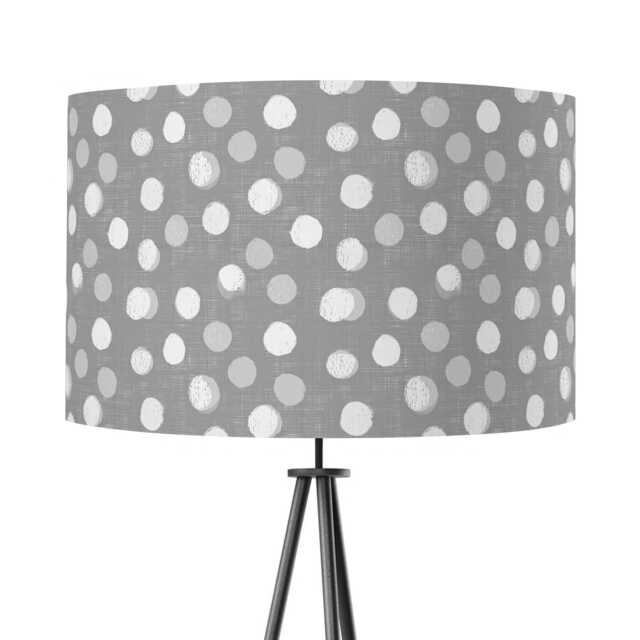 Grey Polkadot Lampshade 20cm 25cm 30cm 35cm 40cm Drum Lamp Shade - Modern Shade, Grey, Handmade Home Decor Ceiling Table - image 1