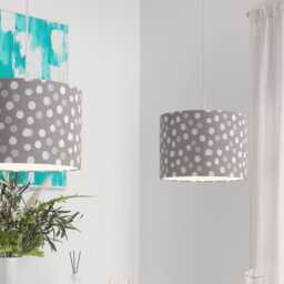Grey Polkadot Lampshade 20cm 25cm 30cm 35cm 40cm Drum Lamp Shade - Modern Shade, Grey, Handmade Home Decor Ceiling Table - thumbnail 3