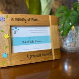"In Memory Of Solid Oak Photo Frame - Memorial, Loss Hand Engraved Personalised Wooden Picture 6x4"" Or 7x5" - thumbnail 2