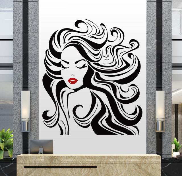 Beauty Salon Wall Decal Woman Face, Lashes, Spa Decor T113 - image 1