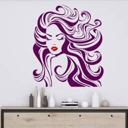 Beauty Salon Wall Decal Woman Face, Lashes, Spa Decor T113 - thumbnail 3
