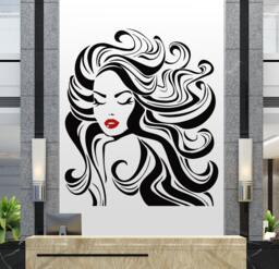 Beauty Salon Wall Decal Woman Face, Lashes, Spa Decor T113 - thumbnail 1