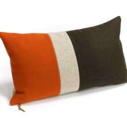striped Woolen Lumbar Pillow Cover in Brown, Beige, & Burnt Orange 12x20 - 30x50 cm By Ellaosix - thumbnail 2