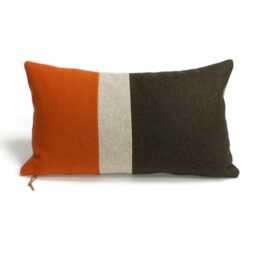 striped Woolen Lumbar Pillow Cover in Brown, Beige, & Burnt Orange 12x20 - 30x50 cm By Ellaosix - thumbnail 1