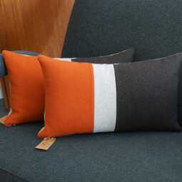 striped Woolen Lumbar Pillow Cover in Brown, Beige, & Burnt Orange 12x20 - 30x50 cm By Ellaosix - thumbnail 4