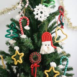 Handmade Cotton Cord Christmas Ornaments Santa, Tree, Wreath, Bell - thumbnail 3