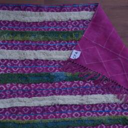 Hand Block Printed Rug, 46x62 Inch, Pink Woven Dhurie, Bohemian Flatweave Indigo Rug For Home Decor Cp-04 - thumbnail 4