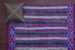 Hand Block Printed Rug, 46x62 Inch, Pink Woven Dhurie, Bohemian Flatweave Indigo Rug For Home Decor Cp-04 - thumbnail 1