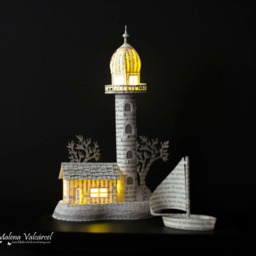 Lighthouse Paper Diorama With Led Light Miniature Art - thumbnail 3