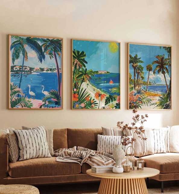 Set Of 3 Florida Posters, Usa Beach Prints Set, Sunshine State Wall Art, Tropical Home Decor Prints, Coastal Vacation Gift - image 1