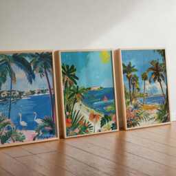 Set Of 3 Florida Posters, Usa Beach Prints Set, Sunshine State Wall Art, Tropical Home Decor Prints, Coastal Vacation Gift - thumbnail 3