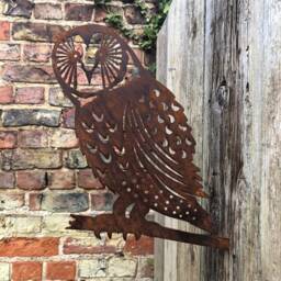 Rustic Metal Owl Garden Ornament - Outdoor Wall Art Sculpture - thumbnail 2