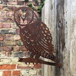 Rustic Metal Owl Garden Ornament - Outdoor Wall Art Sculpture - thumbnail 3