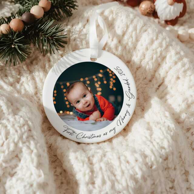 Grandparents First Christmas Ornament, As Nanny & Grandad, Photo Bauble - image 1