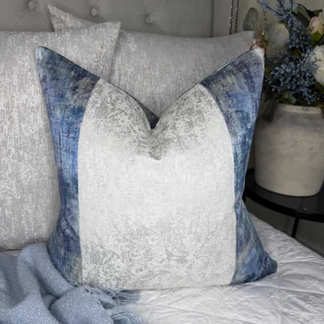 Blue - White Stripe Lumbar Pillow Cover, Luxury Throw Cushion Cover Sham For Sofa Or Bed, Modern Glam Living Room Decor - image 1