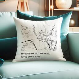 2nd Cotton Wedding Anniversary Gift For Husband & Wife. Map Of Special Location in Black White. Wedding Ceremony Map Mr & Mrs - thumbnail 1