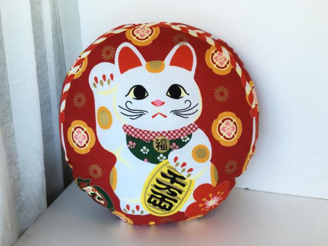 Cat Stuffed Animal Pillow, Japanese Maneki Neko Cat Cushion, Lovers Pillow Gift, Kitty Nursery Decor, Cute Baby Pillows, Shaped Toy - image 1