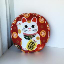 Cat Stuffed Animal Pillow, Japanese Maneki Neko Cat Cushion, Lovers Pillow Gift, Kitty Nursery Decor, Cute Baby Pillows, Shaped Toy - thumbnail 2