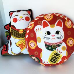 Cat Stuffed Animal Pillow, Japanese Maneki Neko Cat Cushion, Lovers Pillow Gift, Kitty Nursery Decor, Cute Baby Pillows, Shaped Toy - thumbnail 4