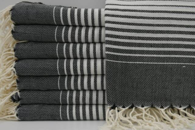 "Turkish Towel, Turkish Peshtemal, Black & White Bath Towel, Peshtemal Towel, 40""x67" - image 1