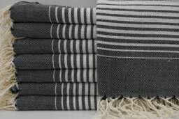 "Turkish Towel, Turkish Peshtemal, Black & White Bath Towel, Peshtemal Towel, 40""x67" - thumbnail 1