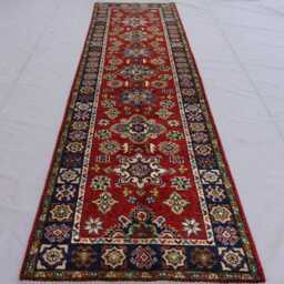 10 Ft Runner Rug Afghan Hand Knotted Veg Dye Wool Rug, Geometric Bidjar Rug, Oriental Tribal Hallway Runner, Kitchen - thumbnail 2