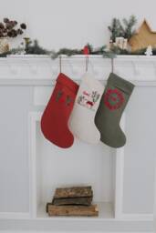 Personalize Christmas Stocking Linen Personalise Embroidery Stockings