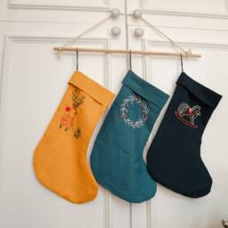Personalize Christmas Stocking Linen Personalise Embroidery Stockings - thumbnail 3